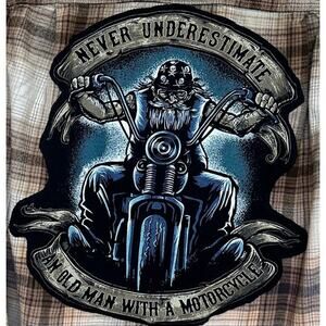 Biker Plaid Flannel Shirt Unique Never Underestimate Old Man With A Motorcycle